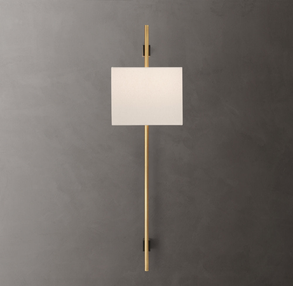 Vela Round Bar Sconce - Rectangular Shade