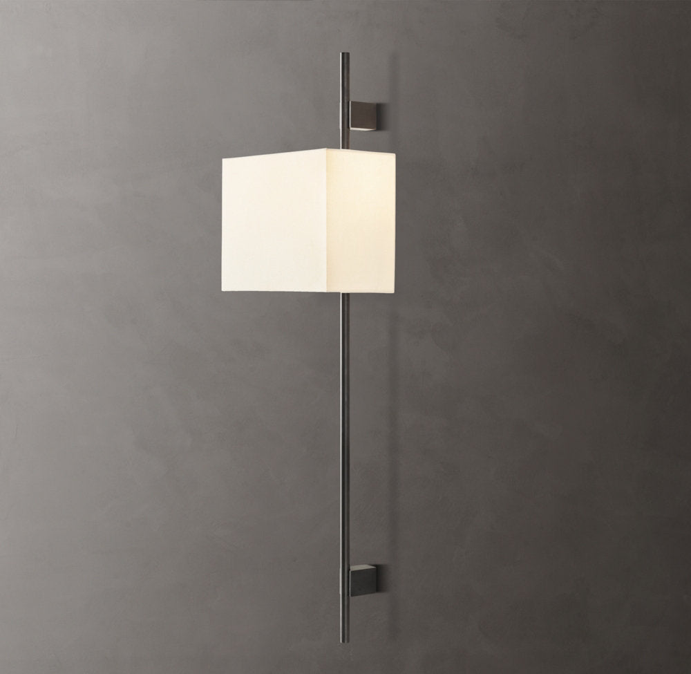 Vela Round Bar Sconce - Rectangular Shade