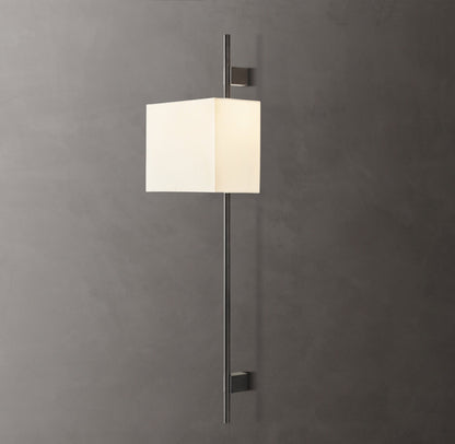 Vela Round Bar Sconce - Rectangular Shade