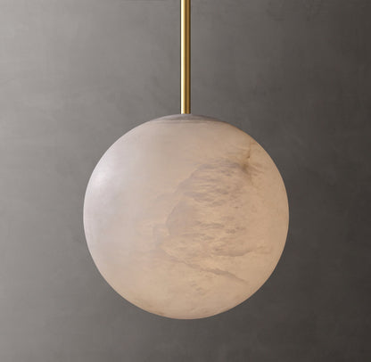 Hand-Carved Alabaster Globe Pendant