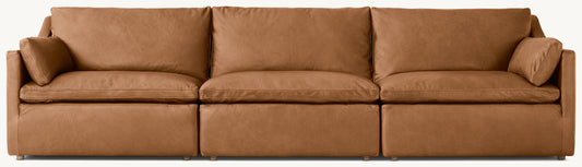Cloud Modular Leather Slope Arm 3-Piece Sofa