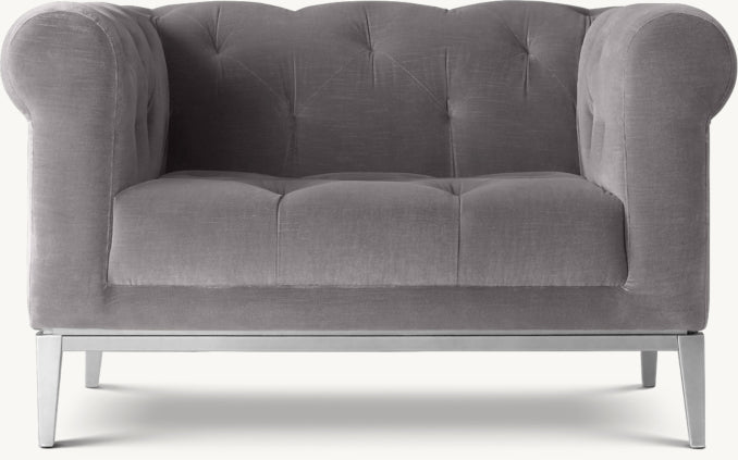 Italia Chesterfield Chair with Tufted Cushion - Metal Base