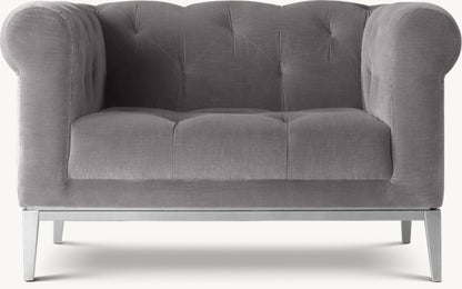 Italia Chesterfield Chair with Tufted Cushion - Metal Base