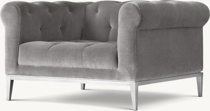 Italia Chesterfield Chair with Tufted Cushion - Metal Base