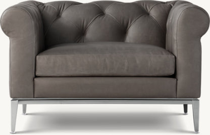 Italia Chesterfield Leather Chair - Metal Base