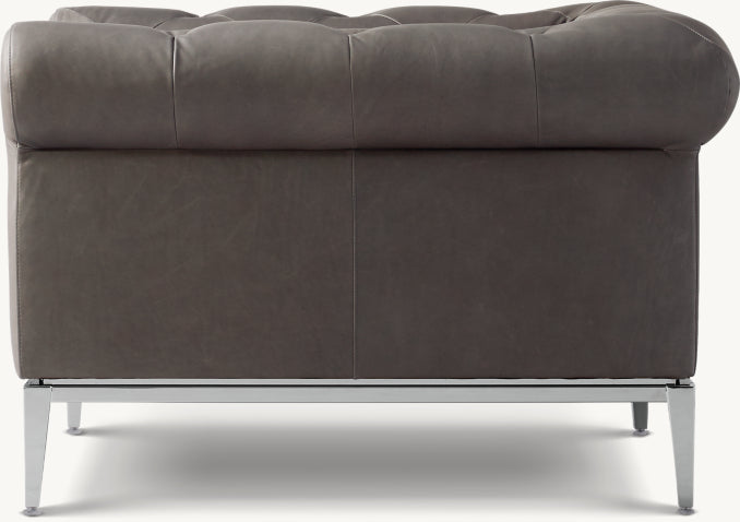 Italia Chesterfield Leather Chair - Metal Base
