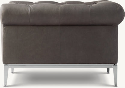 Italia Chesterfield Leather Chair - Metal Base