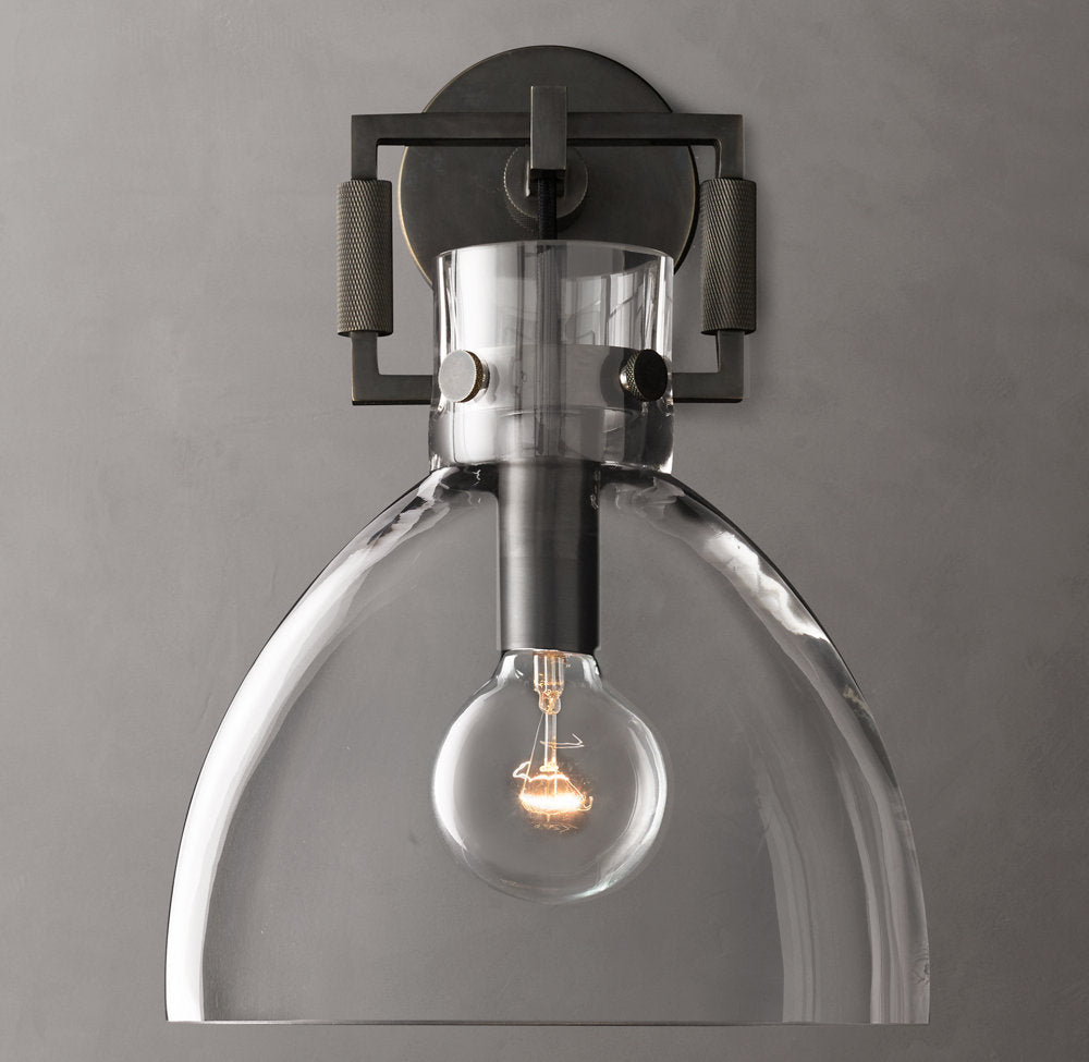 Machinist Glass Cloche Sconce 10"