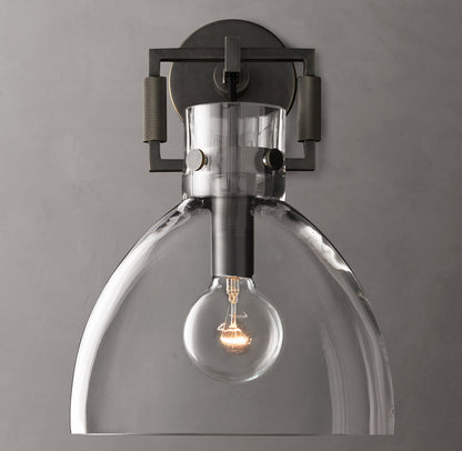 Machinist Glass Cloche Sconce 10"