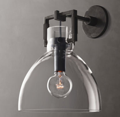 Machinist Glass Cloche Sconce 10"