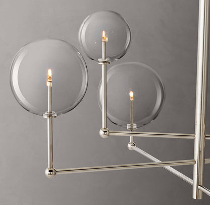 Glass Globe Mobile Three-Arm Chandelier 46"