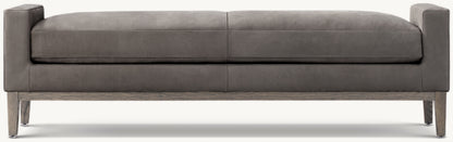 Italia Leather Bench - Oak Base