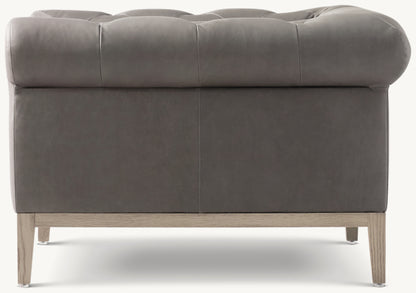 Italia Chesterfield Leather Chair - Oak Base