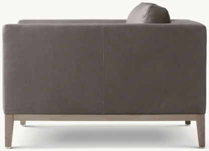 Italia Taper Arm Leather Chair - Oak Base
