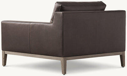 Italia Track Arm Leather Chair - Oak Base