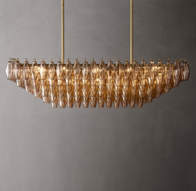 Chiara Smoke Glass Tiered Rectangular Chandelier 54"