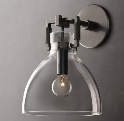 Machinist Glass Cloche Sconce 8"