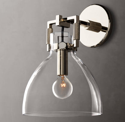 Machinist Glass Cloche Sconce 8"