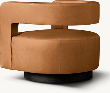 Drew Curved Leather Swivel Chair