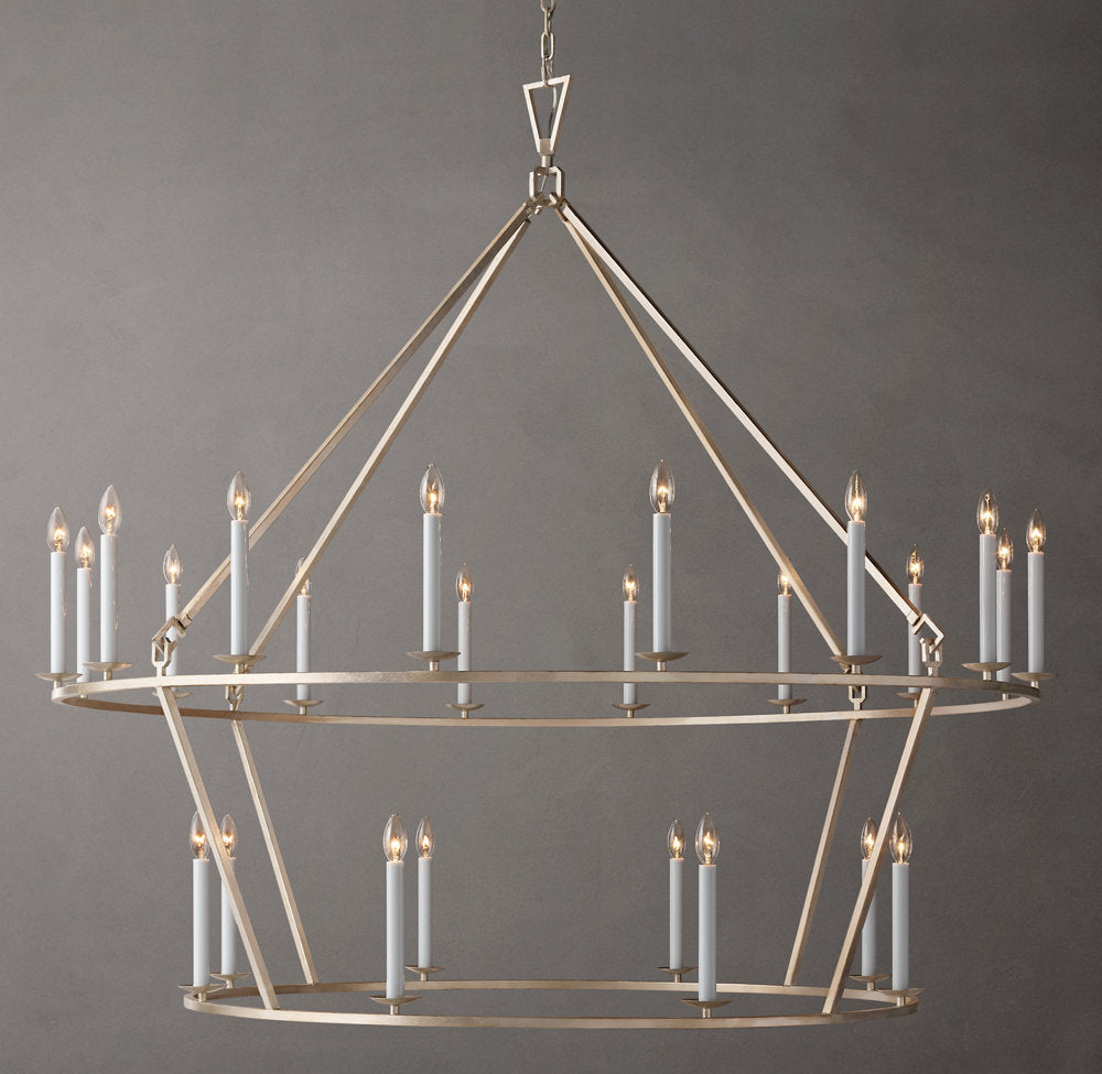 19TH C. ENGLISH OPENWORK TWO-TIER ROUND CHANDELIER 62"