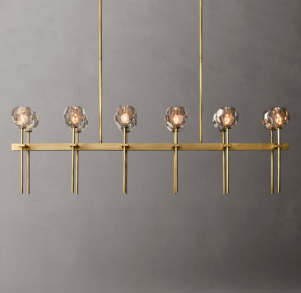 Boule De Cristal Smoke Glass Double Linear Chandelier 60"