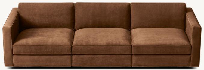 Maddox Modular Leather Slim-Arm 3-Piece Sofa