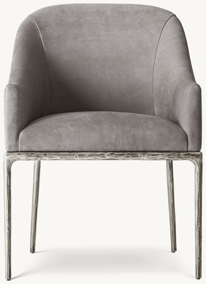 THADDEUS BARRELBACK SLOPE LEATHER DINING ARMCHAIR