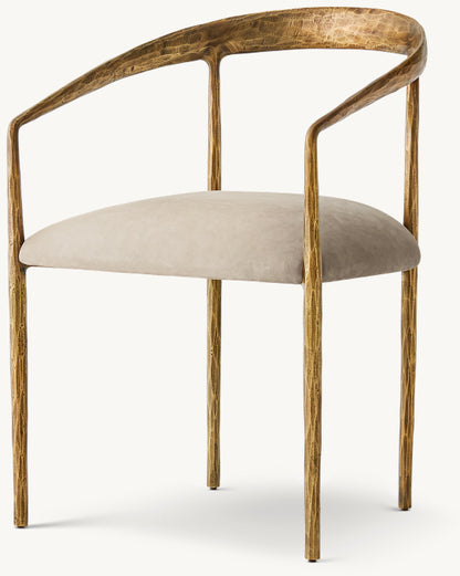 Thaddeus Curved Leather Dining Armchair