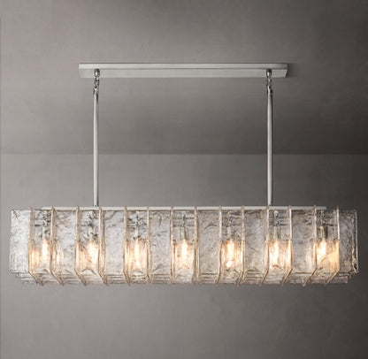 Lattice Clear Glass Rectangular Chandelier 67"