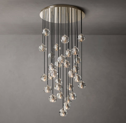 Boule De Cristal Clear Glass Round Cluster Chandelier 30"