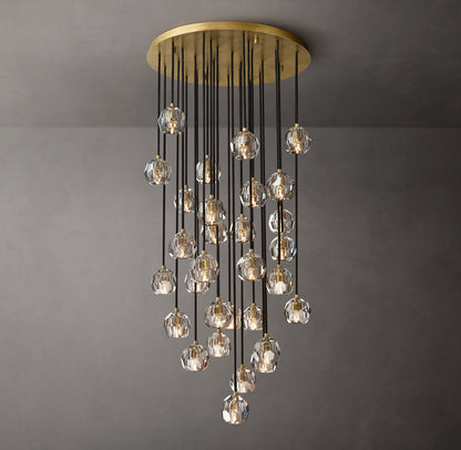 Boule De Cristal Clear Glass Round Cluster Chandelier 30"