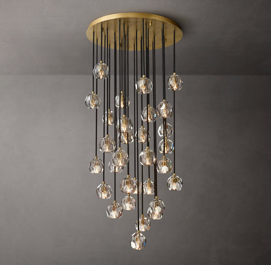 Boule De Cristal Clear Glass Round Cluster Chandelier 30"