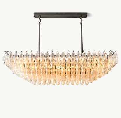 Chiara Clear Glass Tiered Rectangular Chandelier 54"