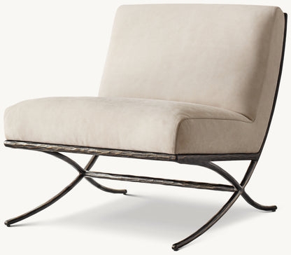 Thaddeus X-Base Leather Slipper Chair