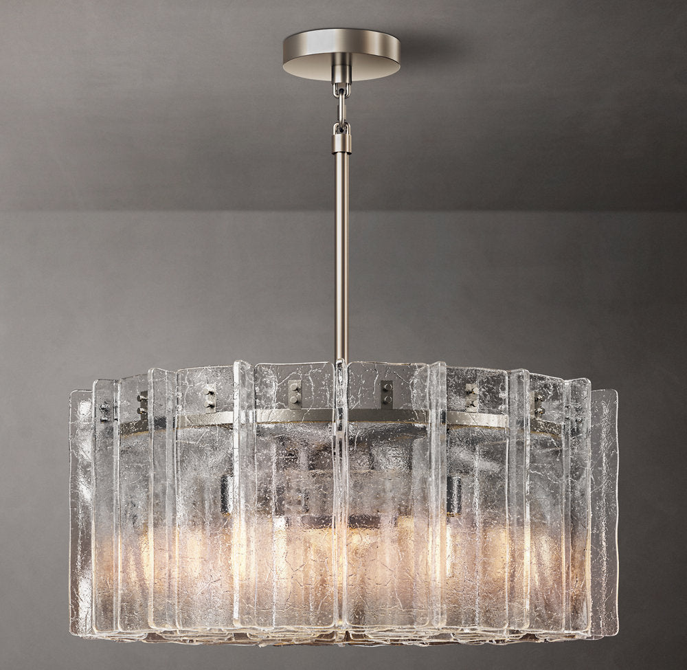 Lattice Clear Glass Round Chandelier 37"