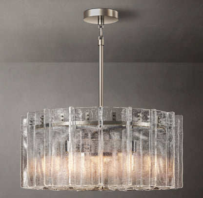 Lattice Clear Glass Round Chandelier 37"