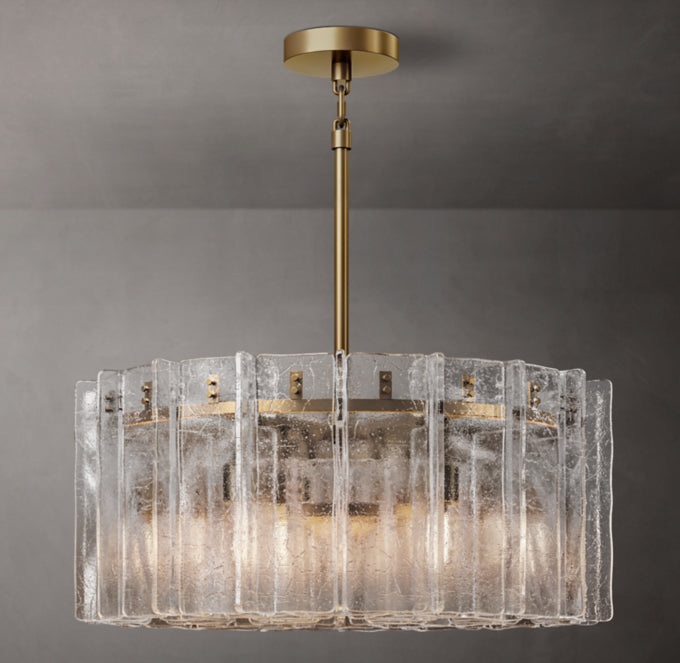 Lattice Clear Glass Round Chandelier 37"