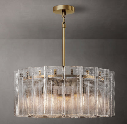 Lattice Clear Glass Round Chandelier 37"