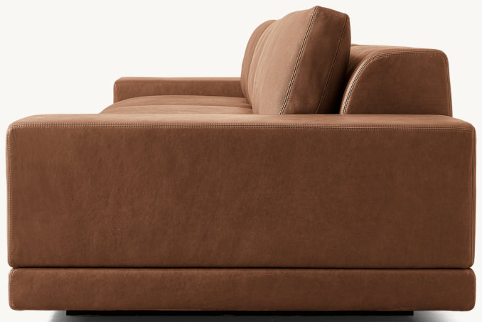 Cortona Modular Leather Full Cushion Back Wide-Arm 3-Piece Sofa