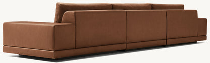 Cortona Modular Leather Full Cushion Back Wide-Arm 3-Piece Sofa
