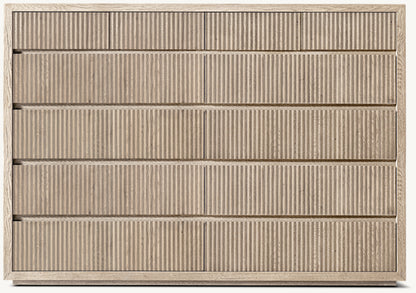 Reclaimed Oak Reeded 12-Drawer Dresser