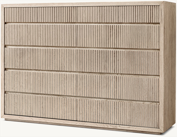 Reclaimed Oak Reeded 12-Drawer Dresser