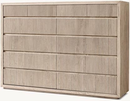 Reclaimed Oak Reeded 12-Drawer Dresser