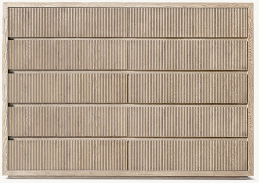 Reclaimed Oak Reeded 12-Drawer Dresser