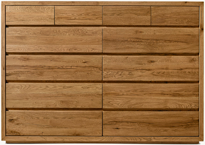 Reclaimed Oak Thin Frame 12-Drawer Dresser