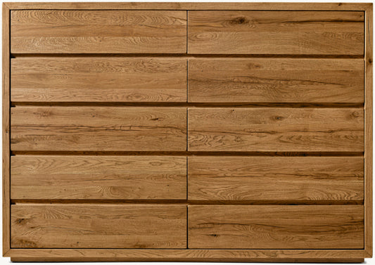 Reclaimed Oak Thin Frame 12-Drawer Dresser
