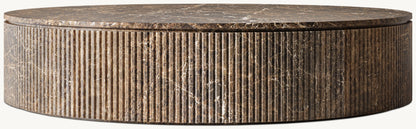 Byron Reeded Stone Round Coffee Table