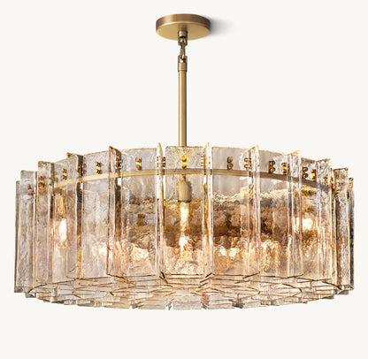Lattice Smoke Glass Round Chandelier 48"