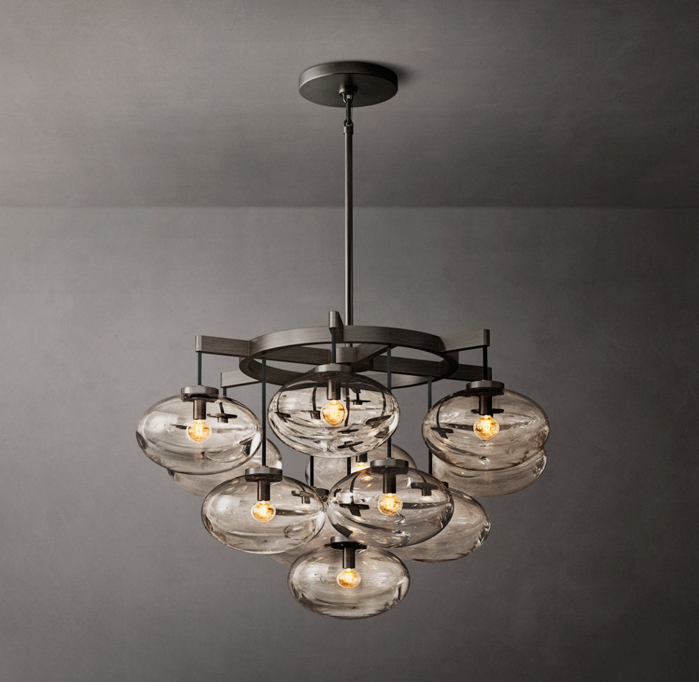 Cabrette Clear Glass Round Chandelier 36"