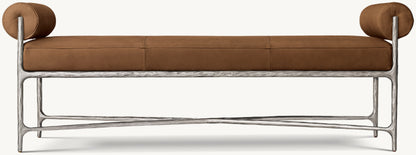 Thaddeus Leather Double Bolster End-of-Bed Bench